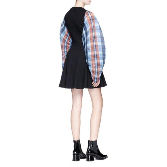 Opening Ceremony runway mini dress with pleated plaid statement barrel sleeves - Picture 4 of 9